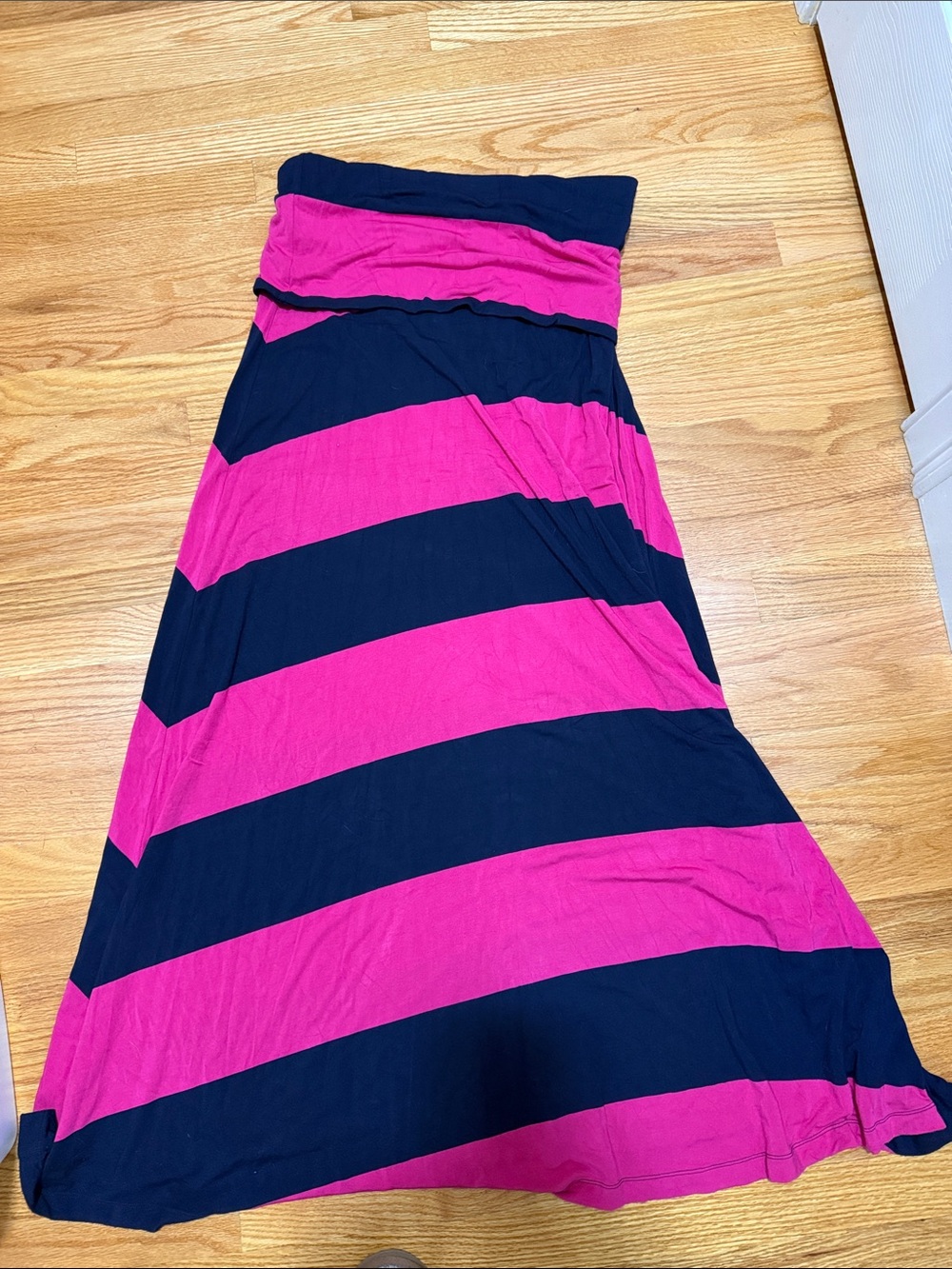 Striped Pink and Navy Maxi dress - Women's Summer Skirt